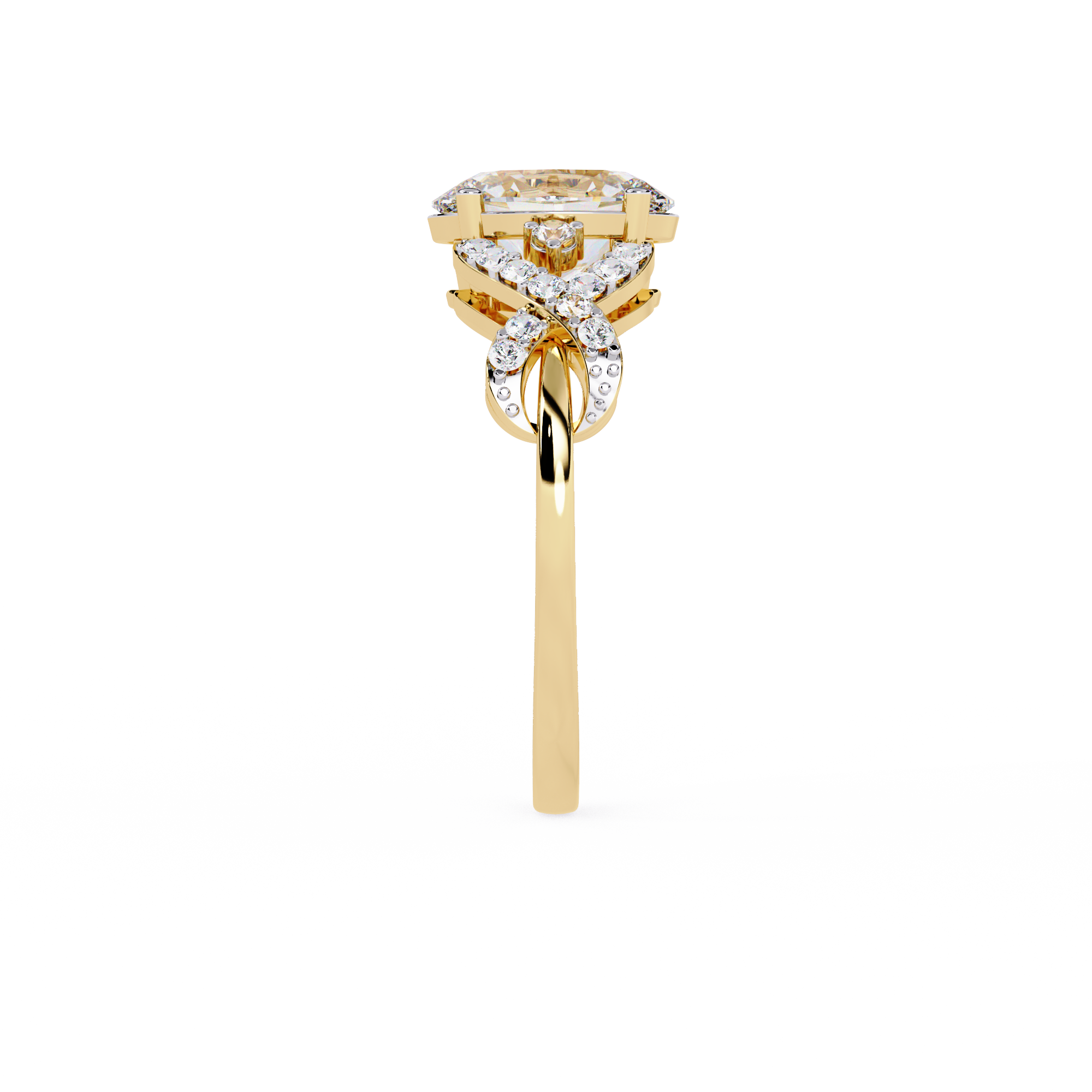 1.8 CT Pave Lab Grown Yellow Gold Ring | Solitairekart